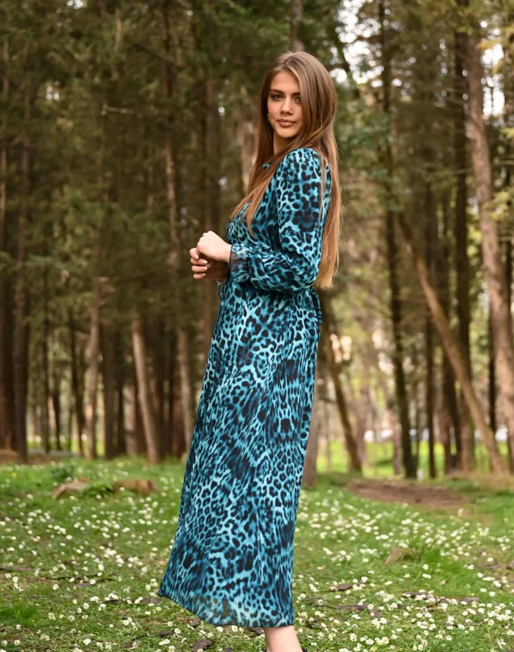Fustan i gjate leopard - Figura 3