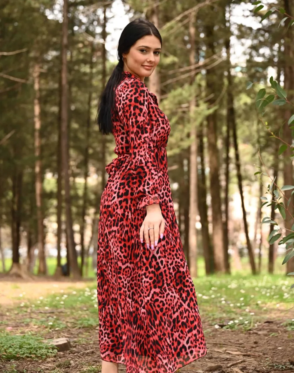 Fustan i gjate leopard - Figura 4